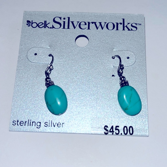 Belk Silverworks Sterling Silver Blue Stone Earrings NWT - Picture 1 of 2